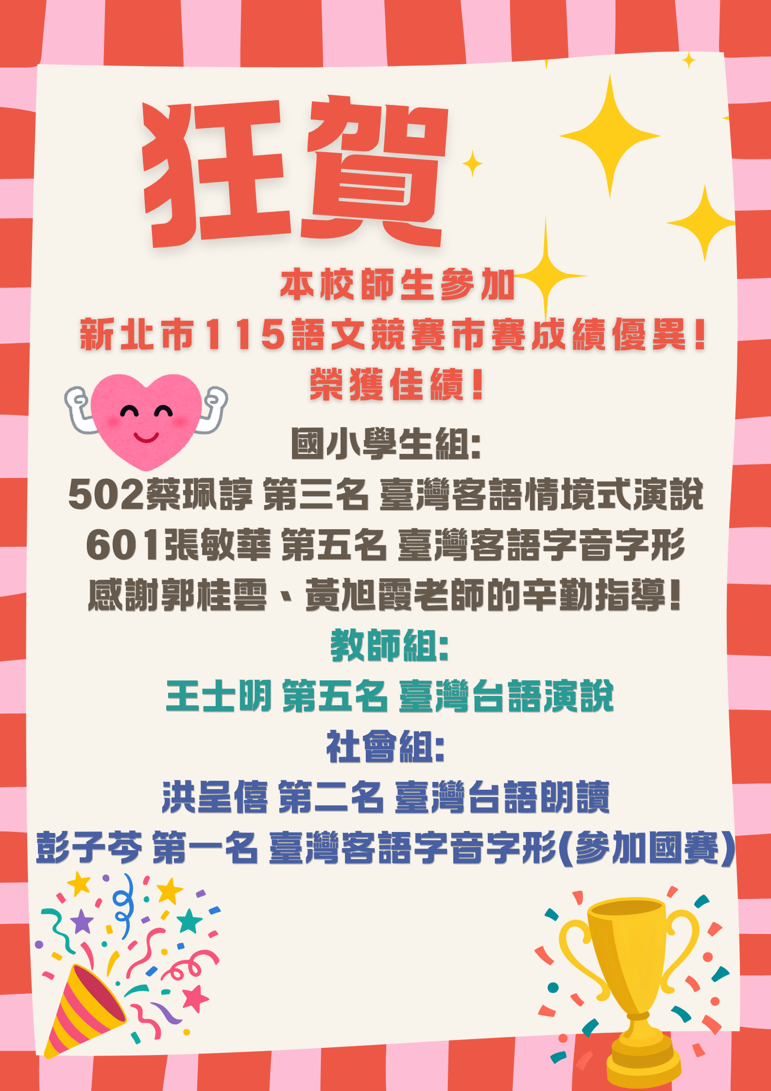 115新北市語文競賽市賽賀榜