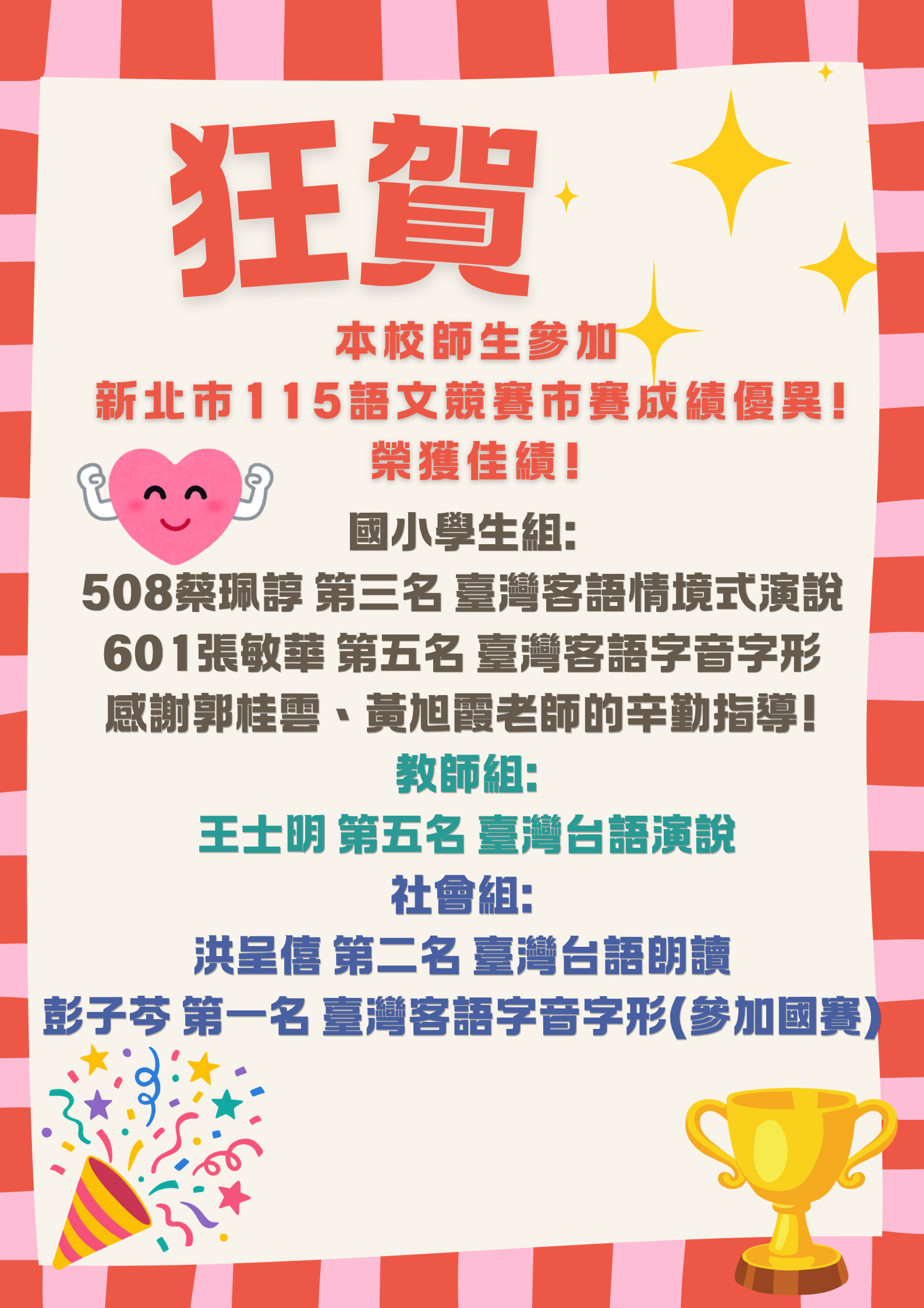 115新北市語文競賽市賽賀榜