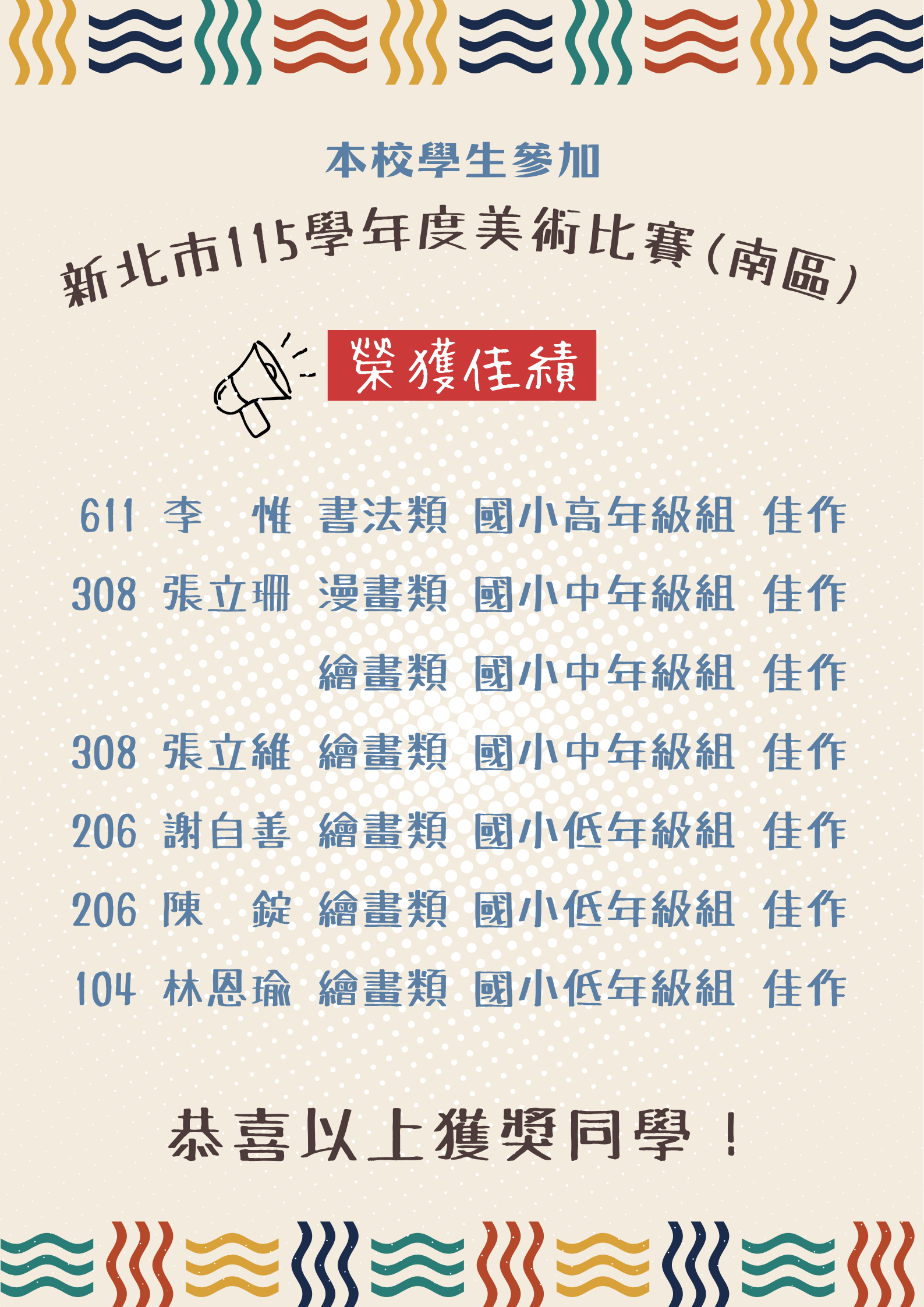 網溪＿新北市115學年度美術比賽(南區)得獎海報